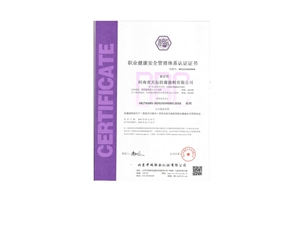職業(yè)健康安全管理體系認(rèn)證證書